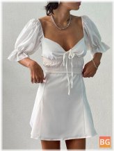 Women's Puff Sleeve Waist Casual Dress
