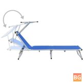Sun Lounger with Roof - aluminium and textilene blue