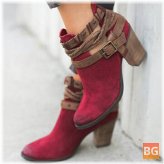 Women's Comfort Braided Strap Back-Zip Buckle Ankle Boots