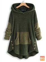 Colorblock Hooded Fleece Coat for Women