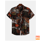 Vintage Casual Shirts with Splicing Pattern
