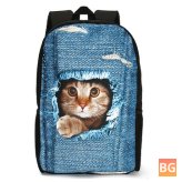 3D Cat Backpack for Dog - Denim School Bag