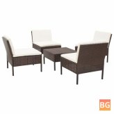 Garden Sofa Set with Cushions - Poly Rattan Brown