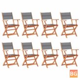 8-Piece Gray Eucalyptus Wood Folding Garden Chairs with Textilene