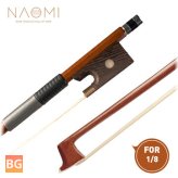 Brazilwood 1/8 Violin Bow with White Horsehair and Plastic Grip