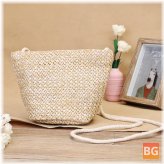 Vintage Beach Bag with Straw and Rattle