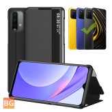 Smart Sleep Window View Stand - PU Leather Protective Case for POCO M3