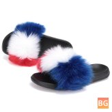 Womens Slippers with Fur Plush Footbed