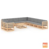 Garden Set with Cushions - Solid Pinewood