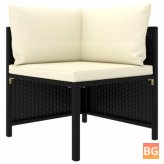 Sofas with Cushions - Black Poly Rattan