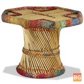 Bamboo Coffee Table with Detail Chindi Wooden Pattern