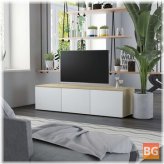 TV Cabinet - White and Sonoma Oak - 47.2