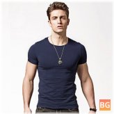 T-Shirt Short Sleeve Solid Color Men's Clothing