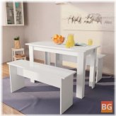Table and benches 3 pc chipboard black