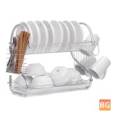 2-Tier Dish Drying Rack with Utensil & Cup Holder