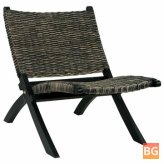 Black Chair with Rattan and Mahogany Wood