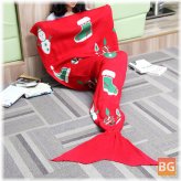 Christmas Knitted Mermaid Tail Blanket - Handmade Crochet Throw Sofa Bed Mat