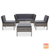 Garden Set with Cushions - Poly Rattan Gray