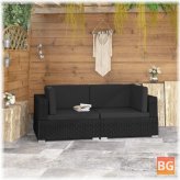 2-Piece Sectional Corner Chairs with Cushions - Poly Rattan