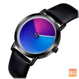 3D Gradient Dial Watch with Steel and Leather Strap