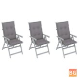 Garden Reclining Chairs 3 Pcs with Cushions and Memory Foam