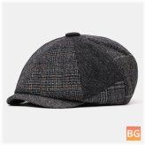 Beret Hat with Wool Stripe Triangle Pattern
