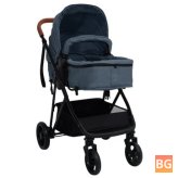 3-in-1 Steel Stroller with Blue and Black Fabric