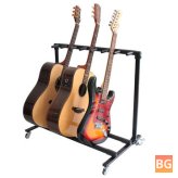 Portable Guitar Stand with Wheels for Acoustic and Electric Guitars
