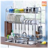 Kitchen Dish Rack with Stainless Steel Bowl and Cutlery Holder