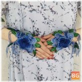 Wristband with Floral Tassel and Embroidery