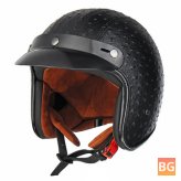 Open Face 3/4 Motorcycle Helmet - Vintage Black Brown