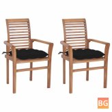 Dining Chairs with Cushions - Solid Teak Wood