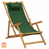 Beach Chair - Solid Eucalyptus Wood and Fabric Green