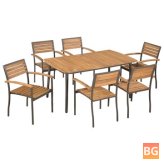 Dining Set - Solid Acacia Wood and Steel