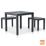Garden Table with 2 Benches Wood