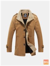 Stand Collar Mid-length Wool Fleece Single-breasted Jacket Jackets