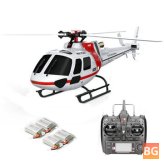 XK K123 Brushless 3D6G System - AS350 Scale RC Helicopter Compatible with FUTAB-A S-FHSS 4PCS 3.7V 500MAH Lipo Battery