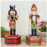 Wooden Music Box with Nutcracker Doll Soldier Theme