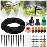 Garden Irrigation System with Distribution Tubing, Hose, and Nozzles - 45Pcs