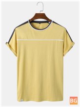 Short Sleeve T-Shirts with Men's Pure Cottons Contrast Lining Hem