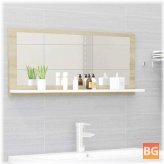 Bathroom Mirror - White and Oak - 35.4