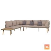 Garden Lounge Set with Cushions - Solid Acacia Wood Brown