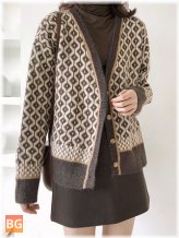 Button Down Cardigan with Knitted Fabric