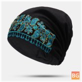 Women's Canvas Beanie Hat with Flower Printing