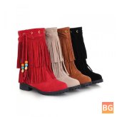 Women's Flat Ankle Boots - Tassels - Short Boots - Slip On Boots
