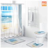 Beach Print Shower Curtain Set