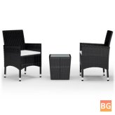 Bistro Set - Poly Rattan and Tempered Glass Black