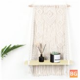 Wooden Pot Shelf with Hanger for Macrame Plant