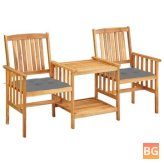 Tea Table and Cushions - Solid Acacia Wood