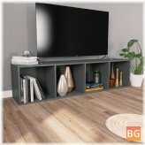 Gray TV Cabinet with Doors and Shelves